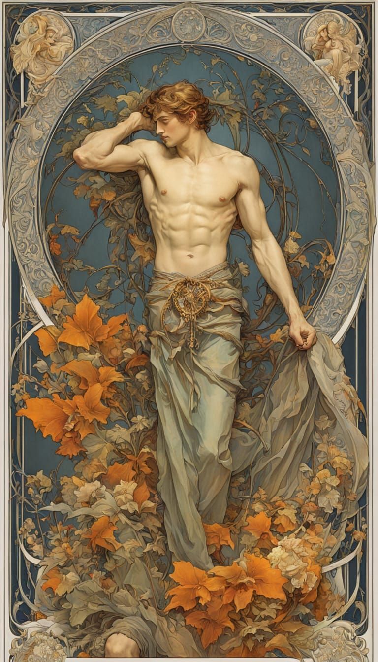 Tarot Card Portrait in Art Nouveau Style