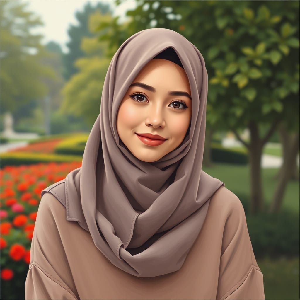 Minimalist Oil Painting of Woman with Hijab