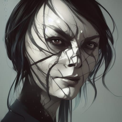 Shinigami Ink Elemental Portrait in Splash Art Style