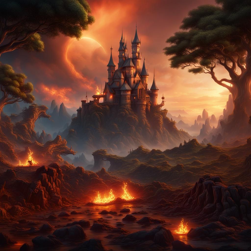 Neverland Ablaze: A Fantastical Matte Painting