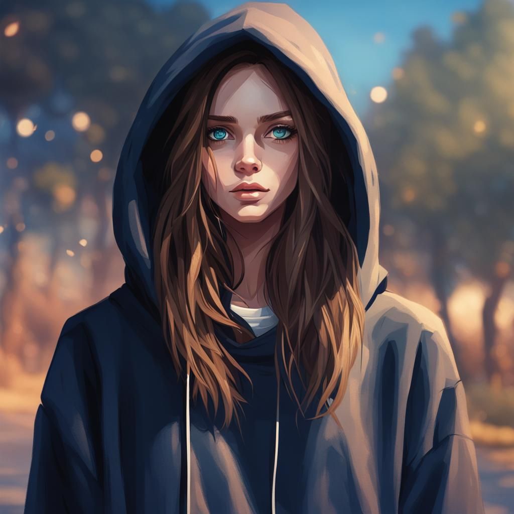 Girl in Hoodie AI Generated Image