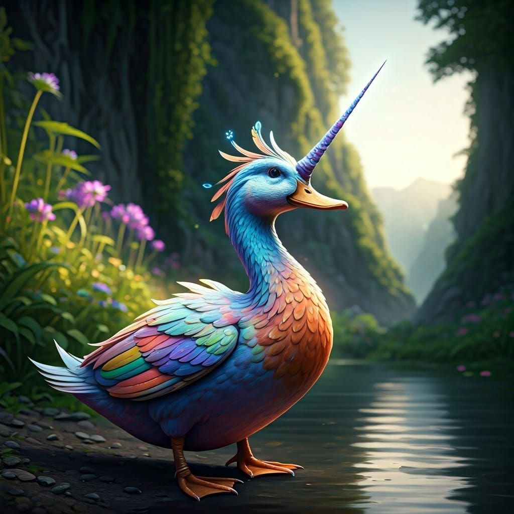 Majestic Uniduck in Enchanted Forest Concept Art