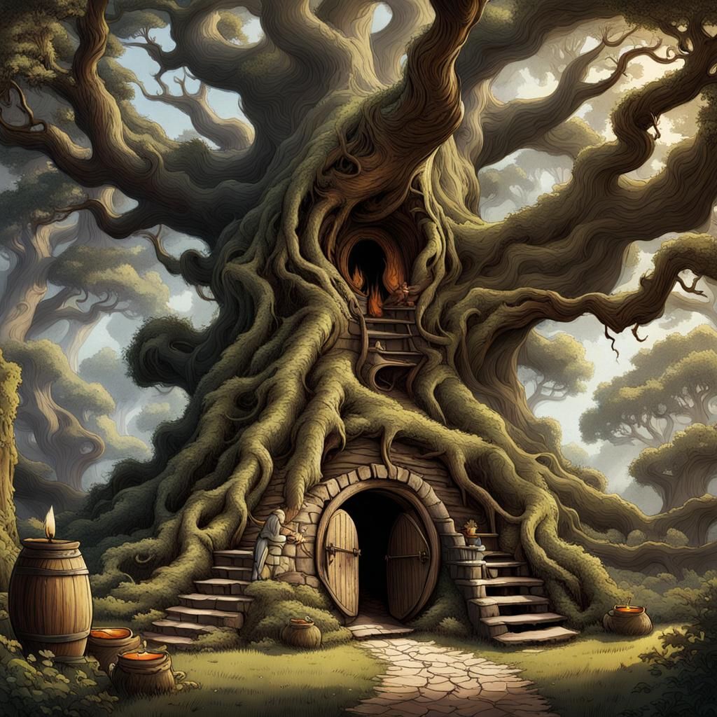 Surreal Oak Tree Home for a Magician