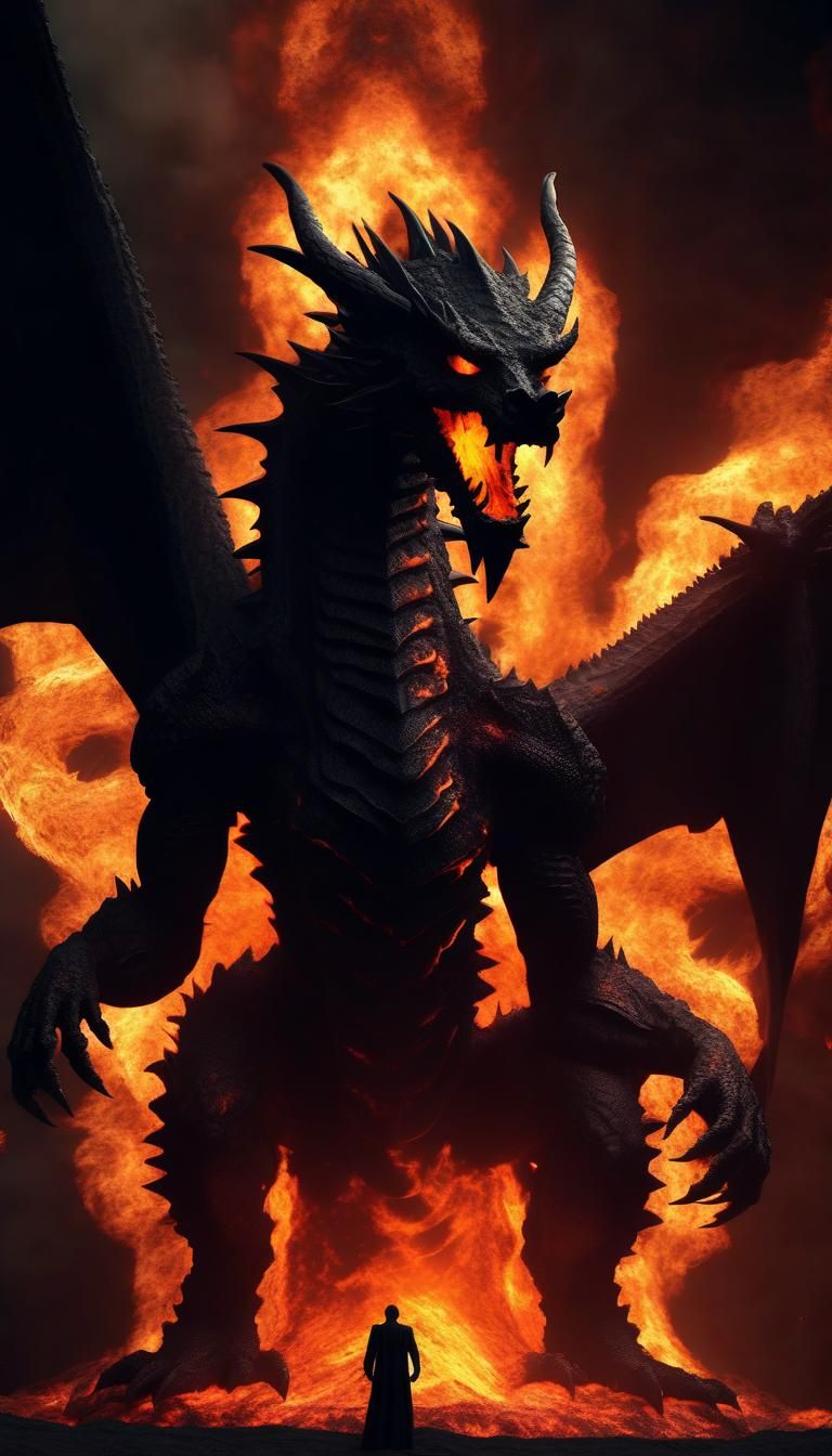 Void Dragon God Emerges from Fiery Inferno