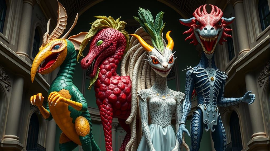 Elegant Anthropomorphic Chimera in Architectural Style