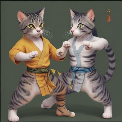 Cats Practice Kung Fu
