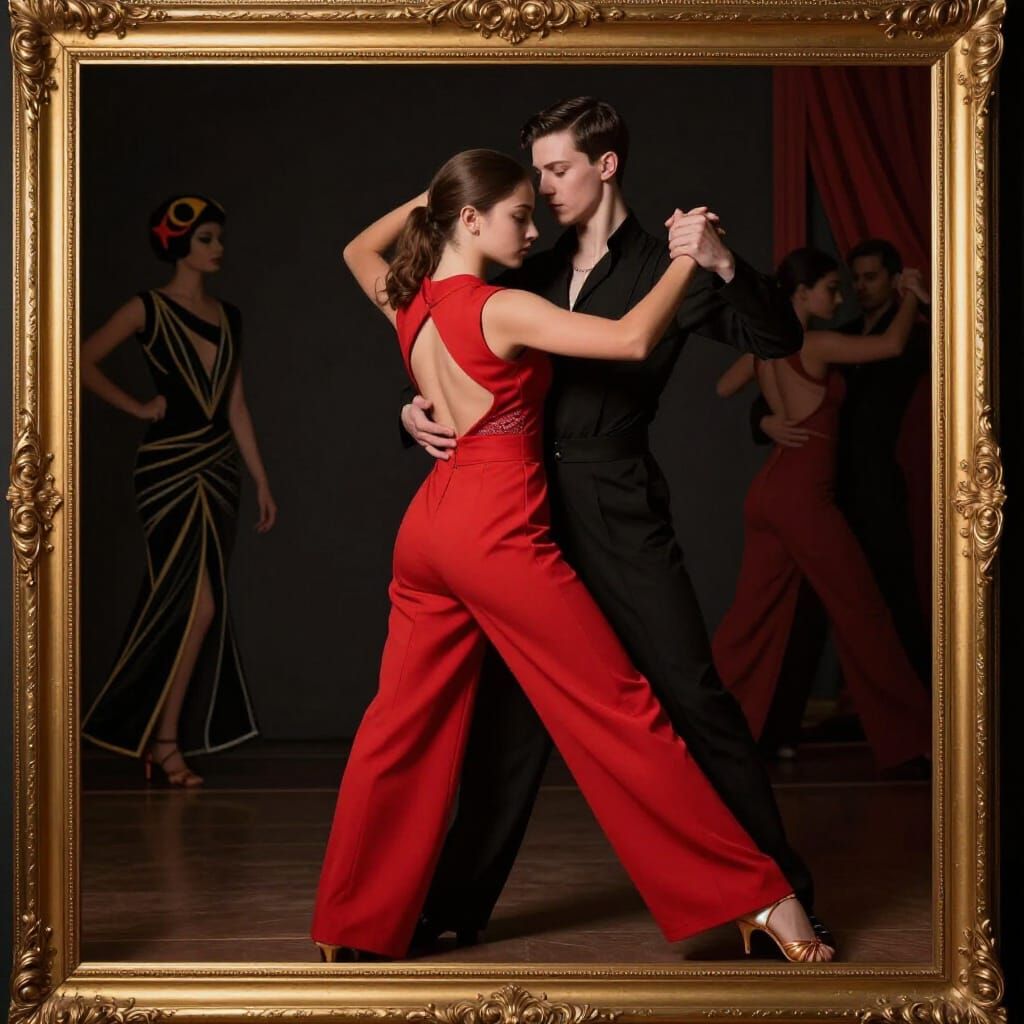 Modern Tango Red Jumpsuit Performance Costume