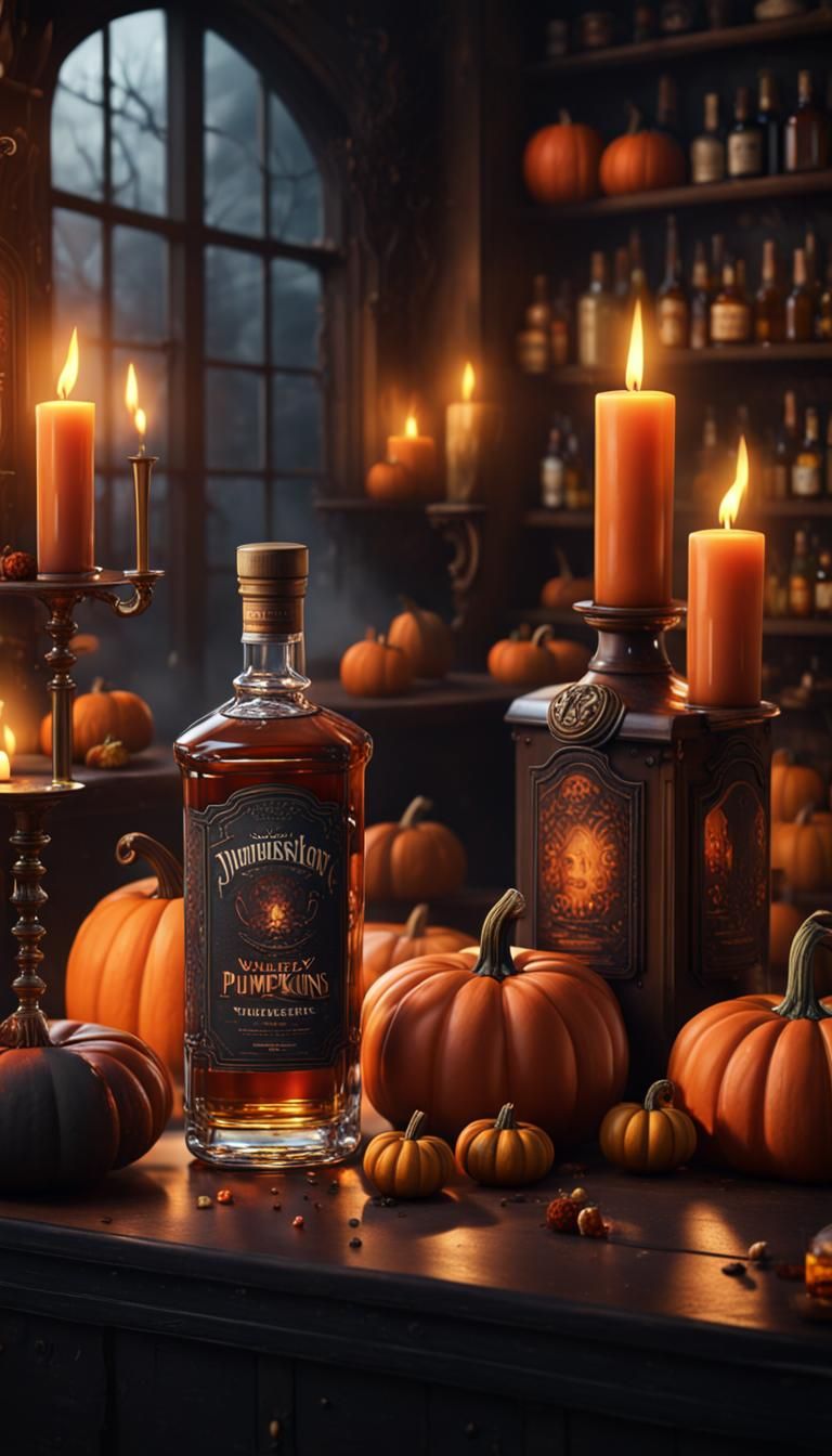Halloween Whiskey Still Life as Matte Painting