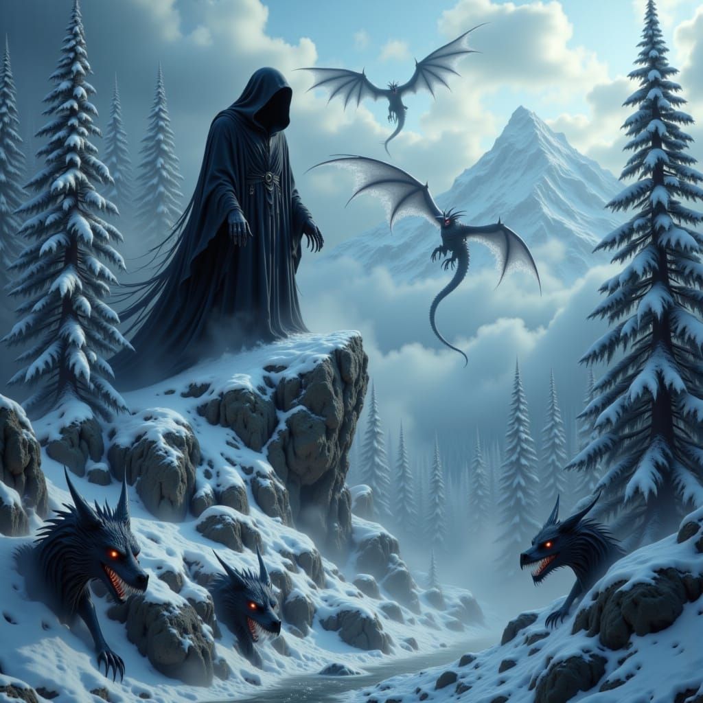 Grim Reaper Reigns Over Icy Winter Landscape in Cyberpunk St...