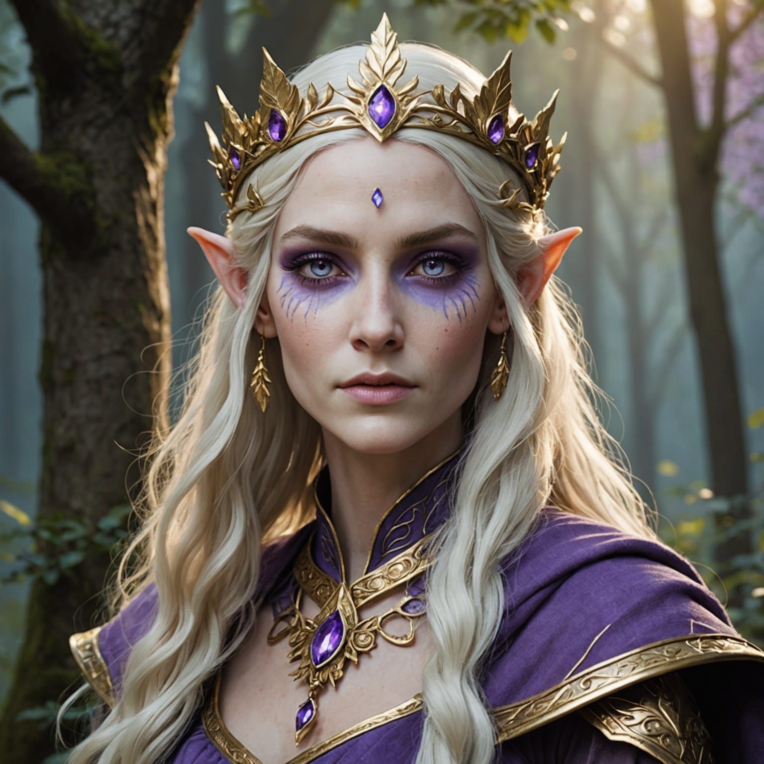 Detailed Portrait of a Wood Elf Druid in Dark Fantasy Style