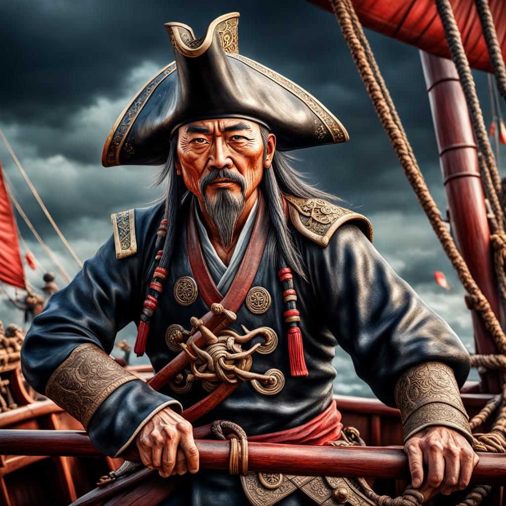 Dramatic Chinese Pirate on Junk Ship in HDR