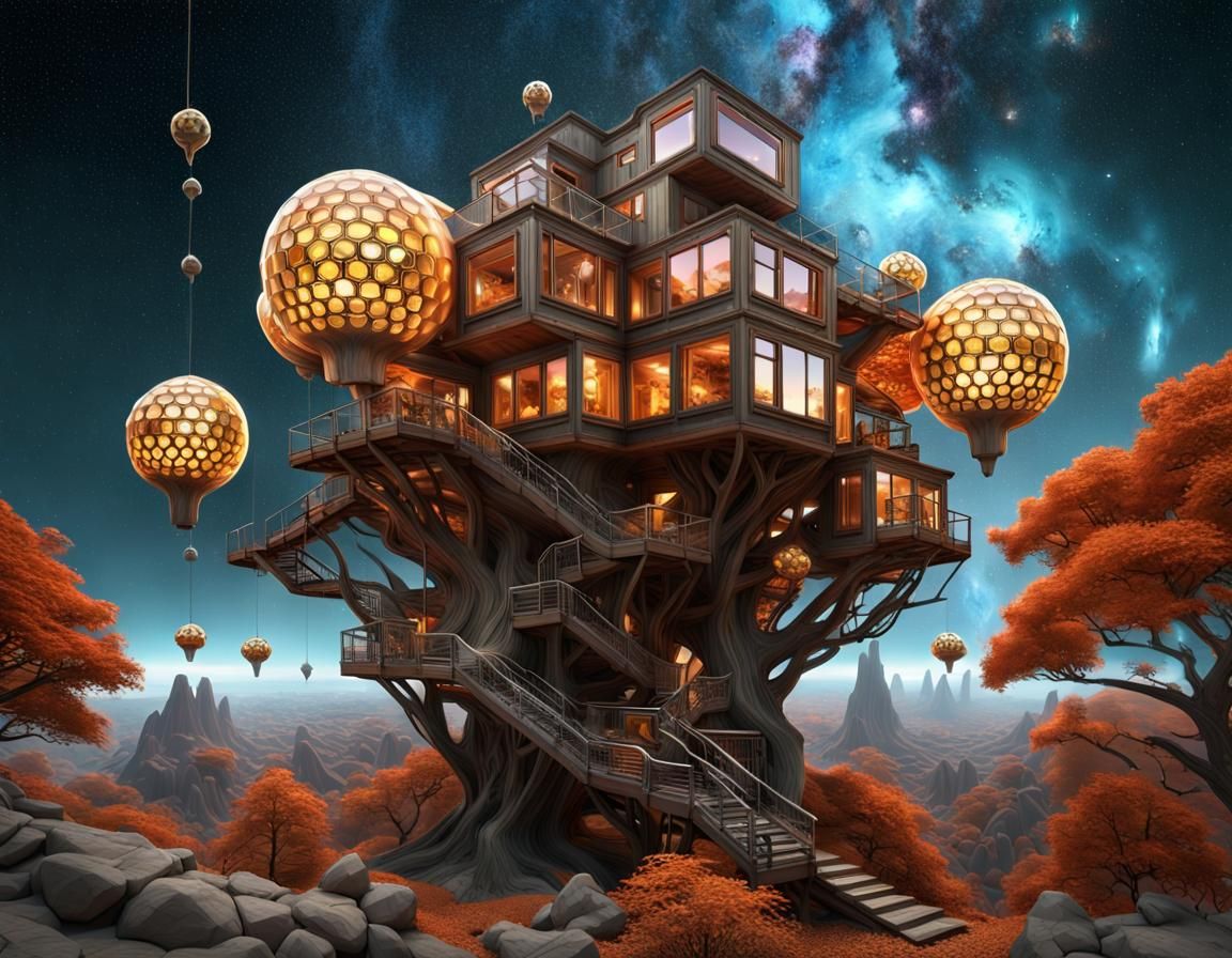 Nebula Village: Dieselpunk Architecture in Sci-Fi Landscape