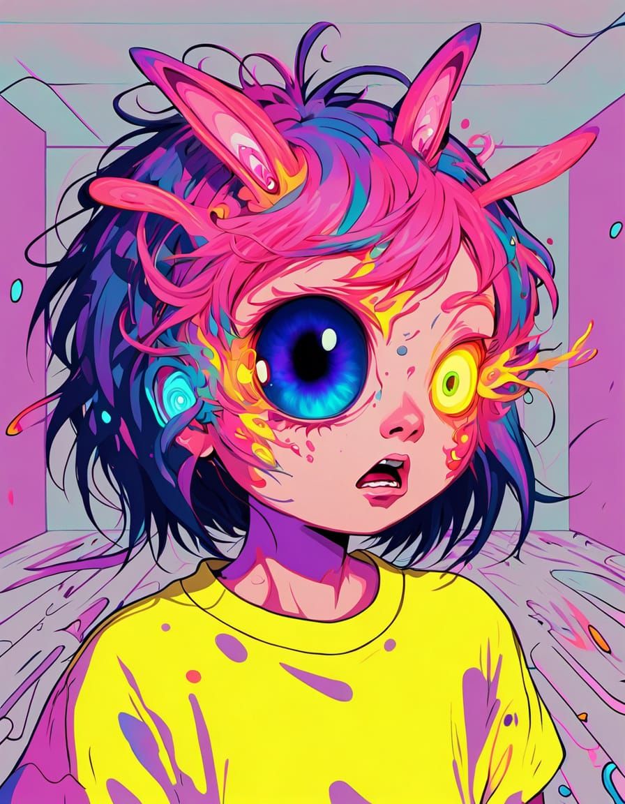 Anime Girl's Eye Vortex Unleashes Chibi Demons