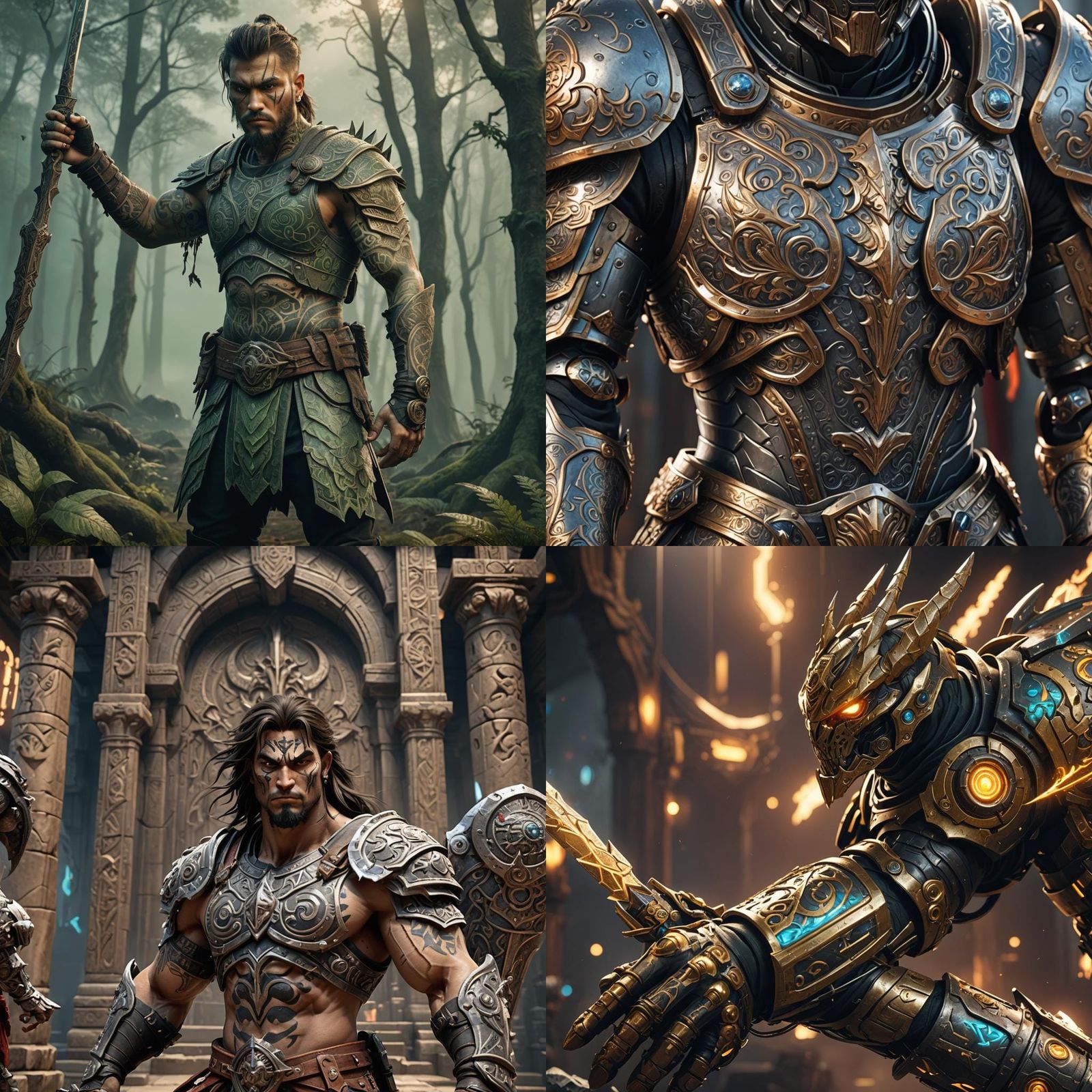 Fantasy Weapon Tattoos in 3D Game Style