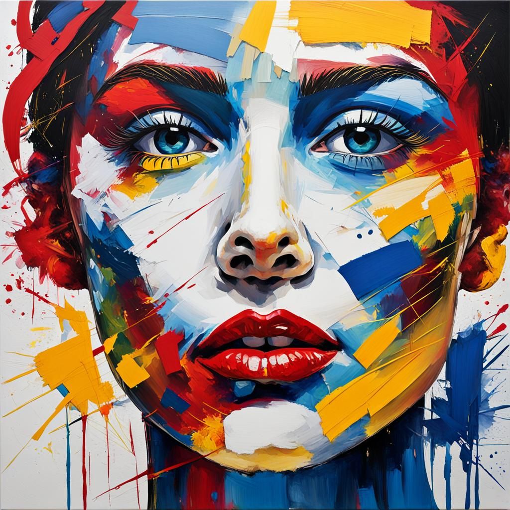 Abstract Portrait of Woman with Bold Vivid Colors