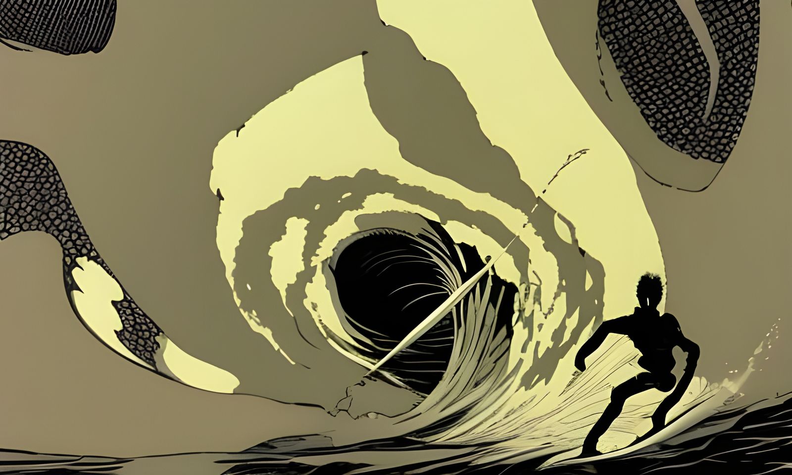 Sandsurf in a Cyberpunk Futuristic Landscape