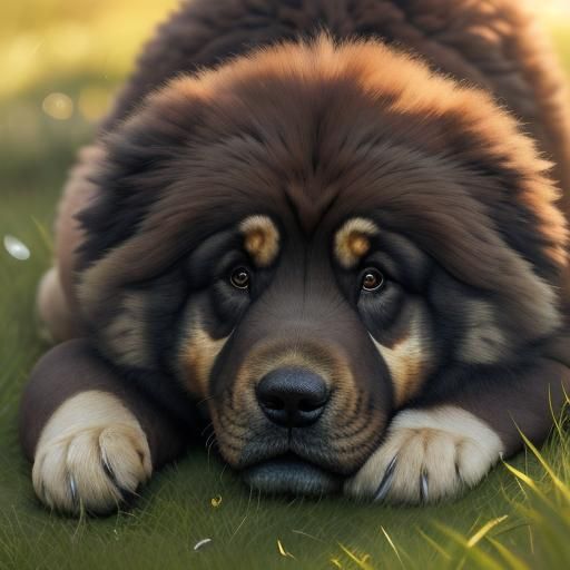 Tibetan Mastiff Puppy Guards Herd: Wildlife Photography