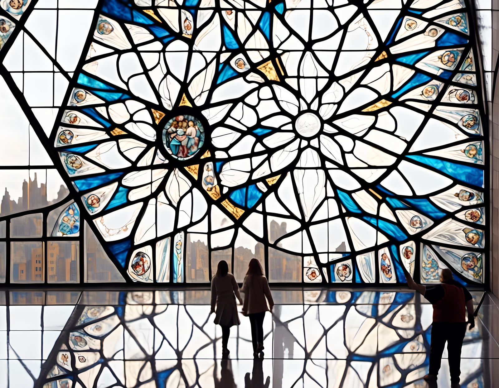 Giant Girl in Stained Glass Art