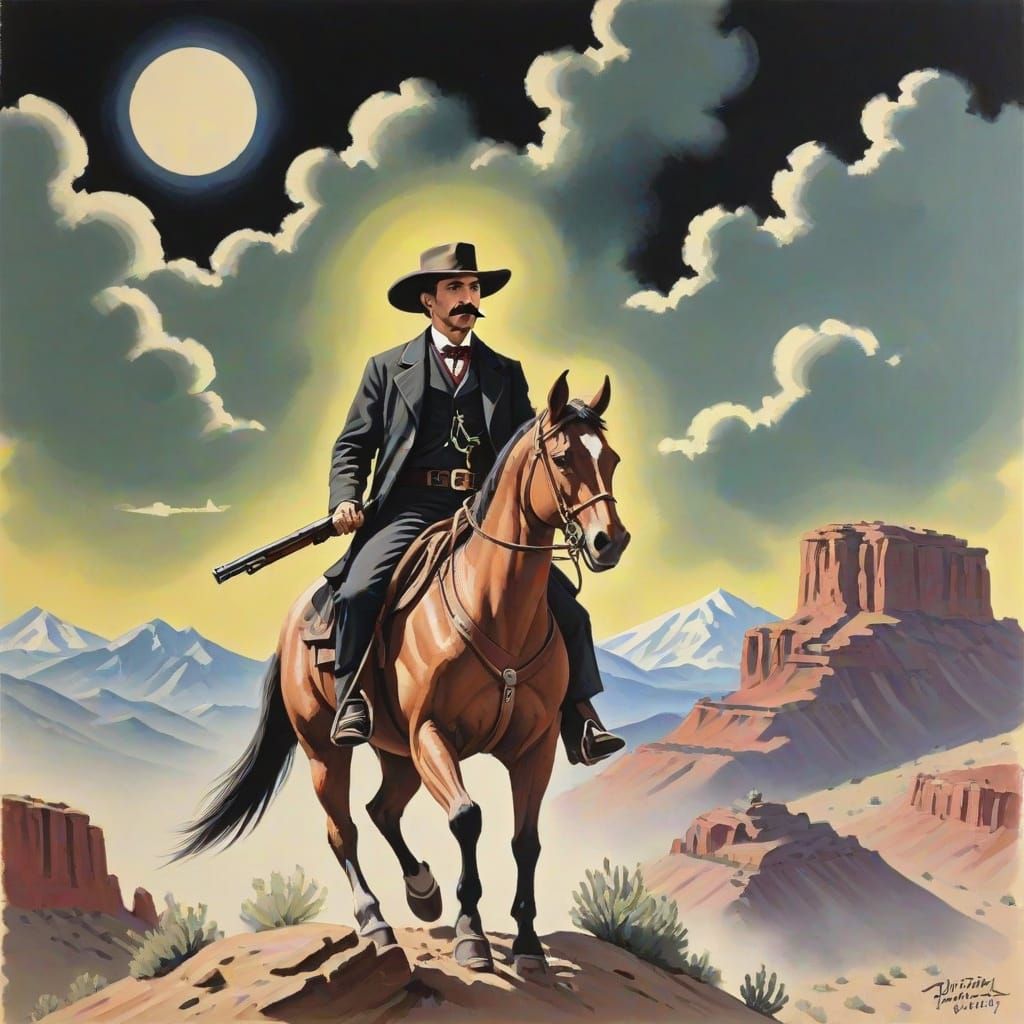 Detailed Gouache Painting of Doc Holliday