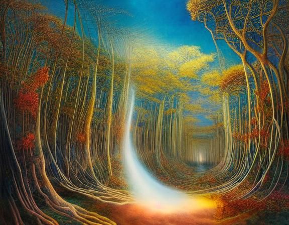 Dynamic Figures in Warped Perspective: A Surreal Watercolor