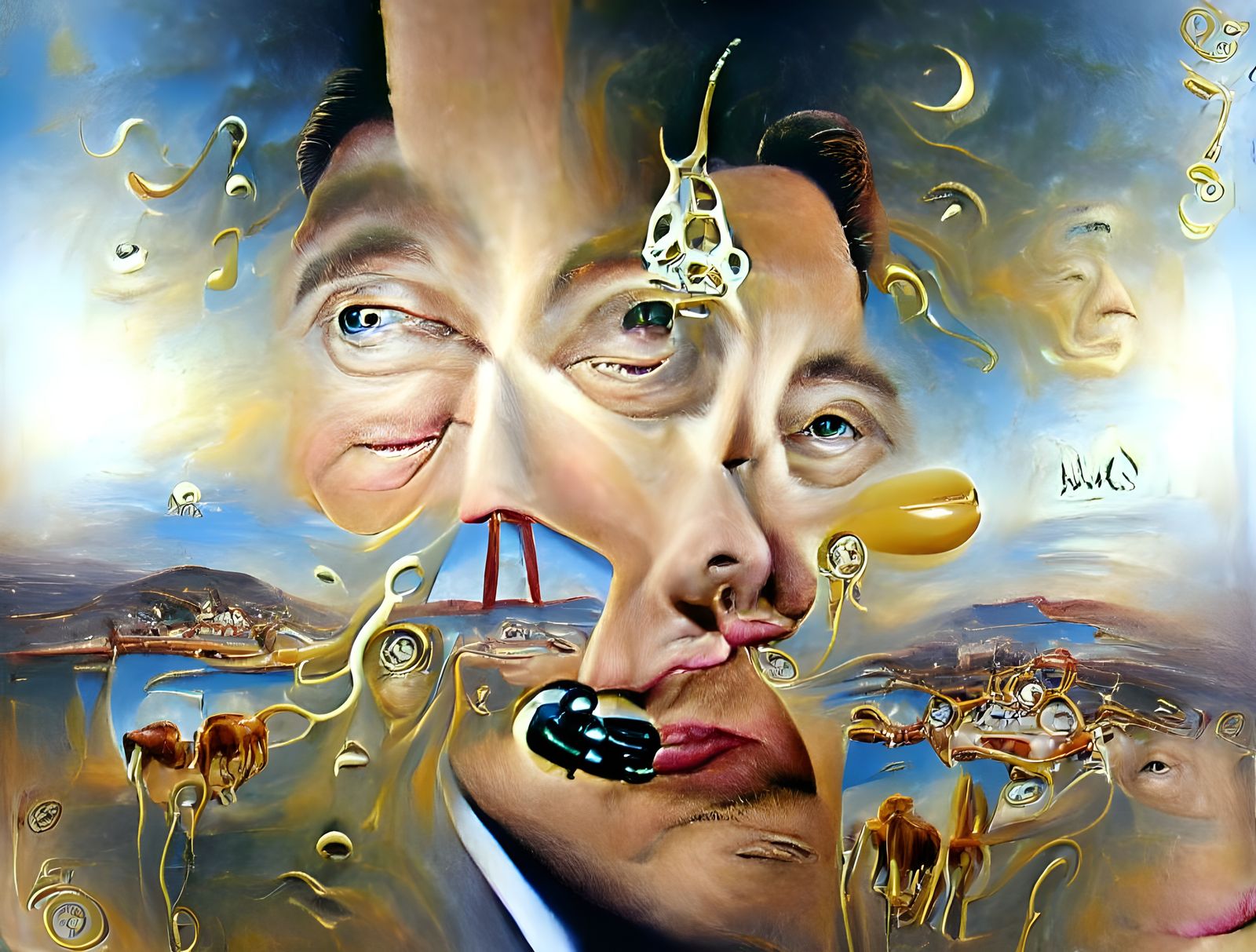 Surrealistic Portrait of a Visionary Leader, in the Style of...
