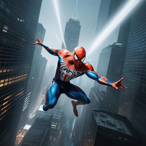 White Spider-Man Swings Through Snowy City