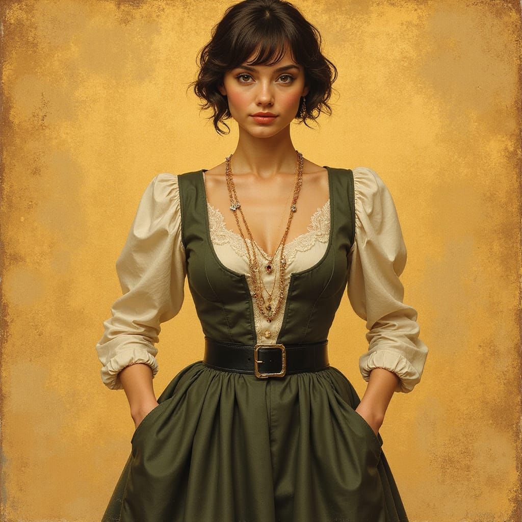 Elegant Literary Heroine in Golden Splendor