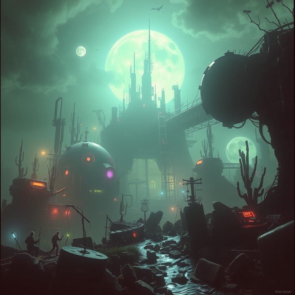 Biopunk Dreamscapes in Vibrant Watercolor Style