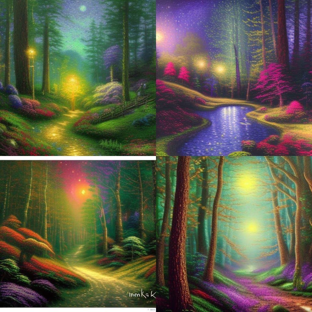 Starry Night Forest: Ethereal Fantasy Landscape