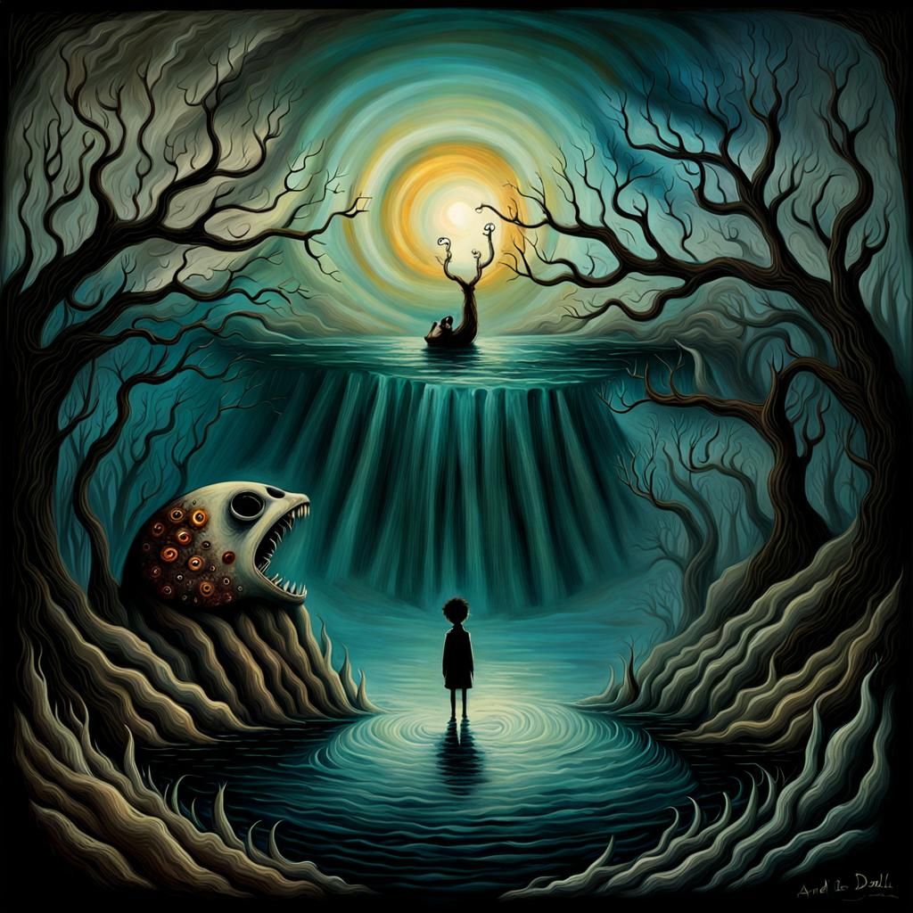 Surreal Boy Portrait Inspired by Burton and Dalí