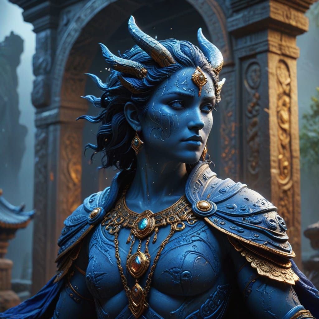 Janus in Vibrant, Hyper-Realistic Fantasy Art