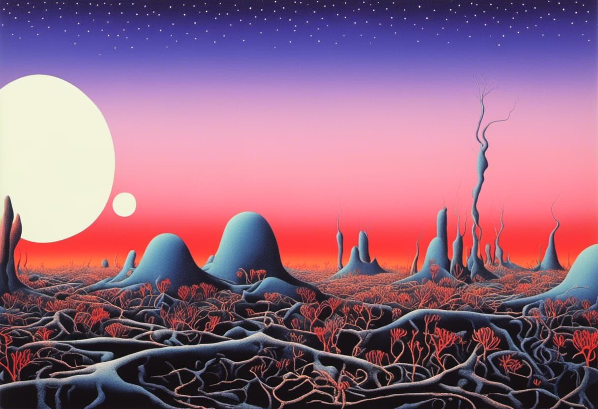 Surreal Alien Landscape Illustration