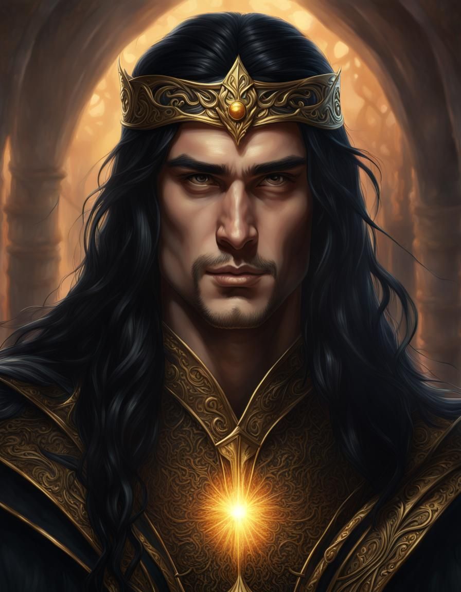 Feanor Portrait: Elven Lord in Dark Fantasy Art