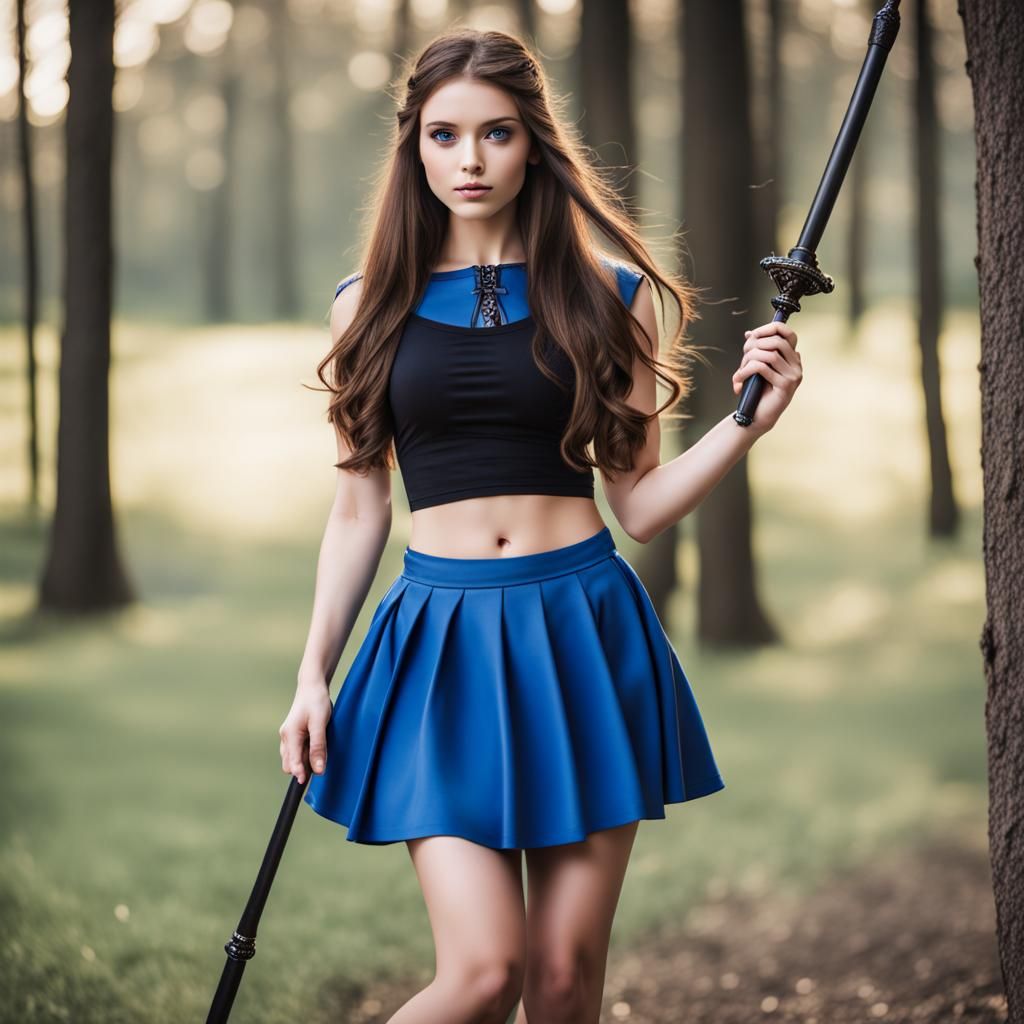 Teenage Girl with Wand in Fantasy Style