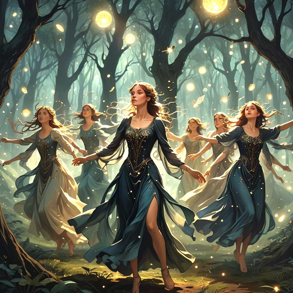 Forest Dancers: Dark Fantasy Concept Art