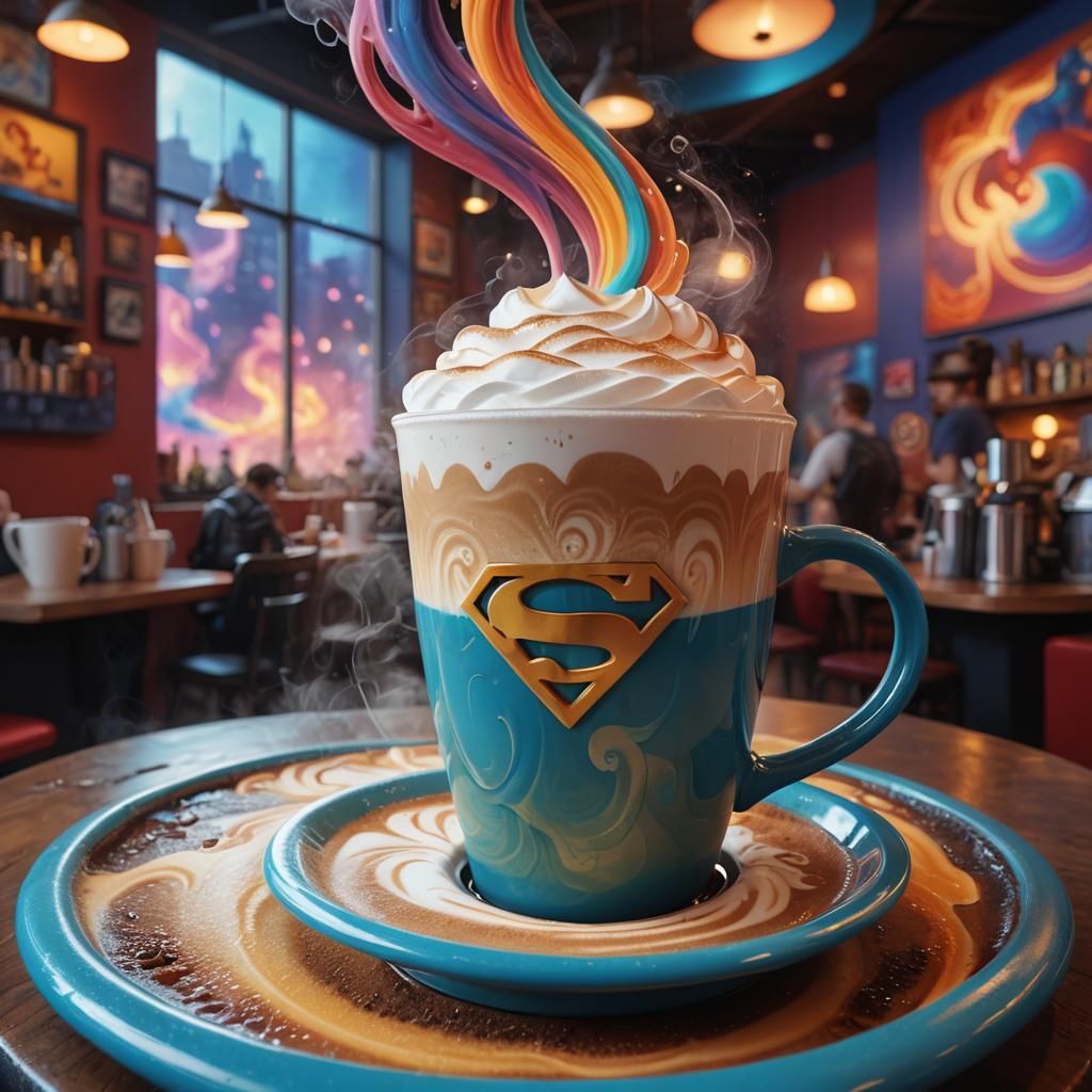Vibrant Futuristic Coffee Shop Scene in Pixar Style