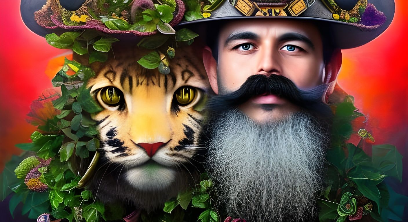 Smiling and Crying Mustaches in Sci-Fi Horror Style