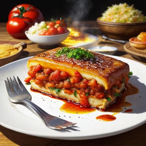 Vibrant Oil Painting of a Steaming Dish