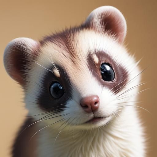 Cute Ferret in Spaghetti, Polymer Clay Art