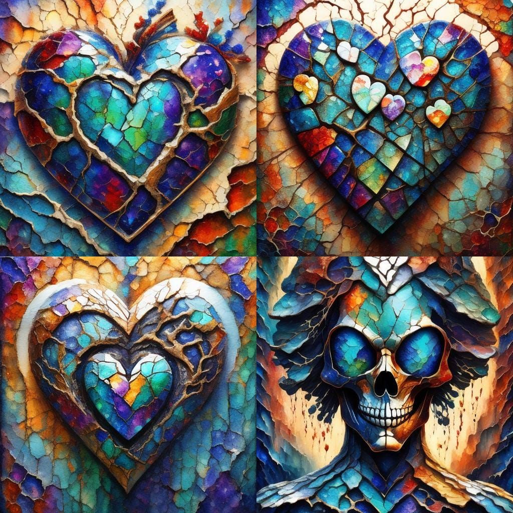 Cracked Ceramic Heart in Ethereal Fantasy Style