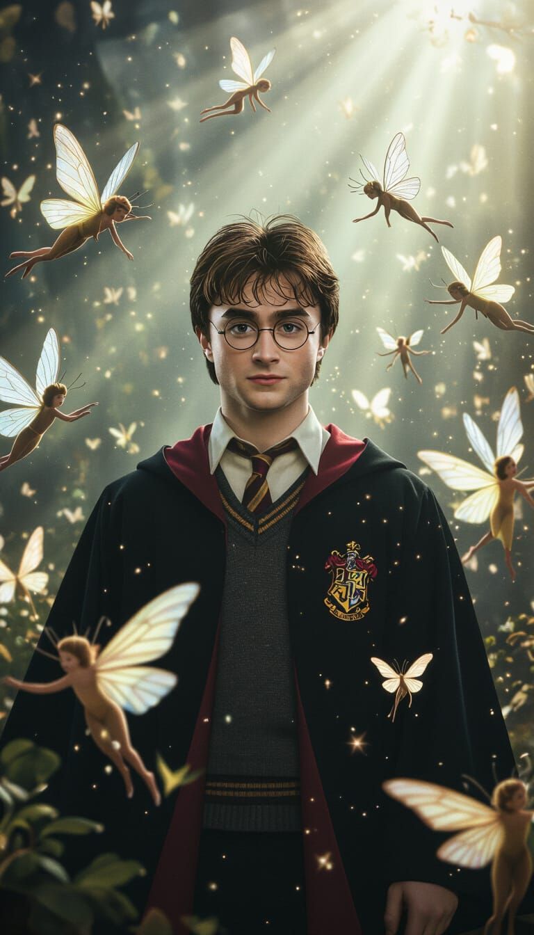 Harry Potter and Enchanted Fairies in Magical Woodland