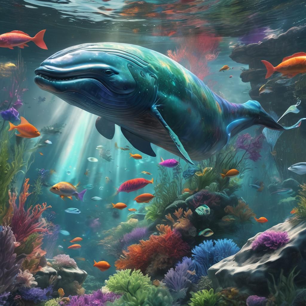 Ethereal Transparent Whale Aquarium in the Sky