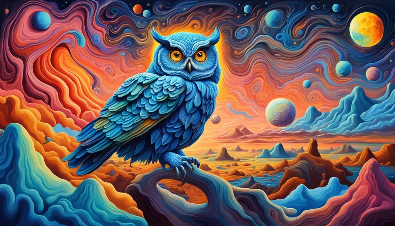 Surreal Night Owl in Dreamlike Candyland Style