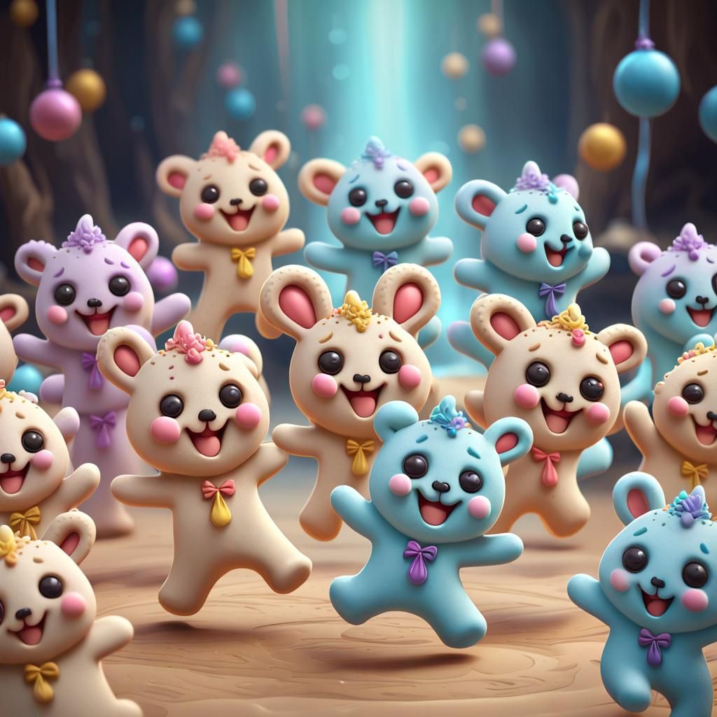 Dancing Animal Cookies: Fantasy Digital Art