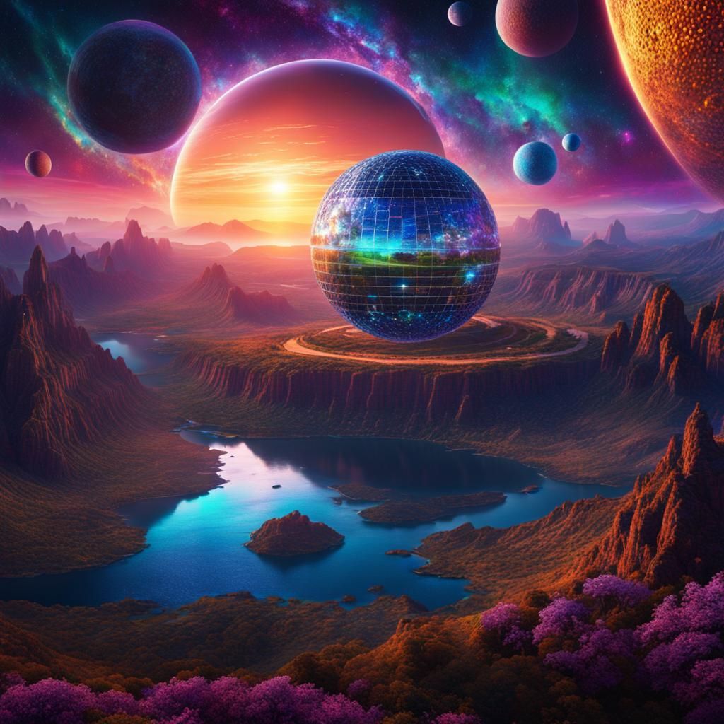 Futuristic Planet with Dyson Sphere: Cosmic Illustration