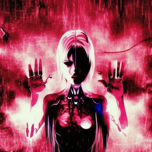 Scary Horror Girl with Glitch Effect