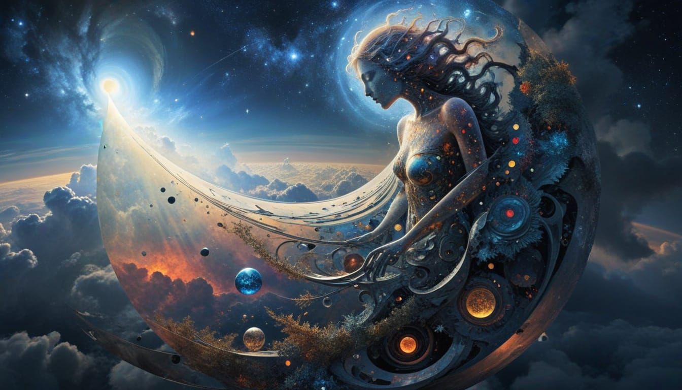 infinite curved space metalorganic architextual framework 3D  fractal chromoshadow surrealastic by artist "Rufino Tamayo...