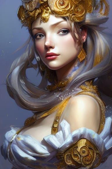 Detailed Princess Portrait in Gouache Style