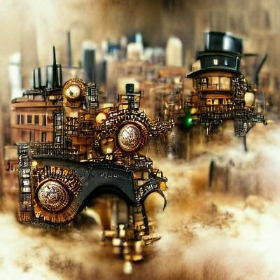 Steampunk City in the Clouds Illustration