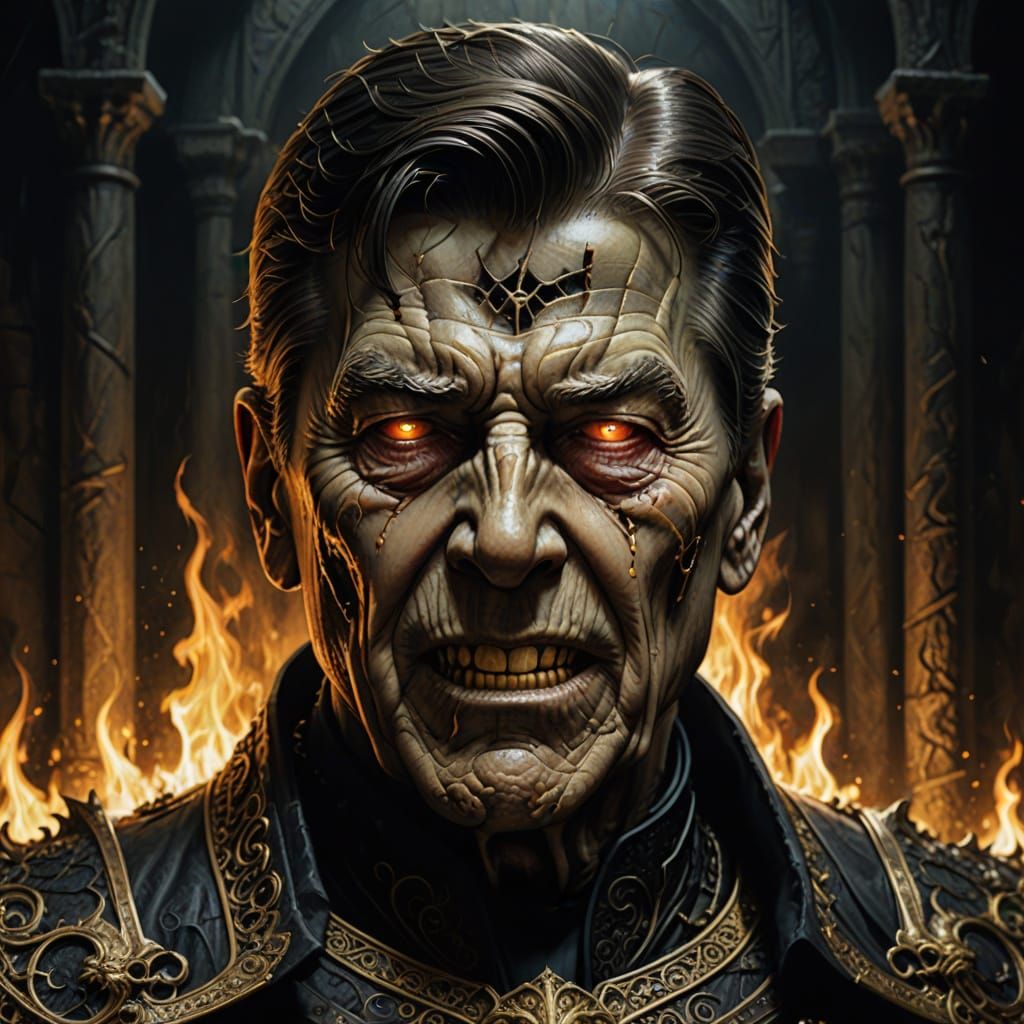 Medieval Portrait of a Rotting Ronald Reagan